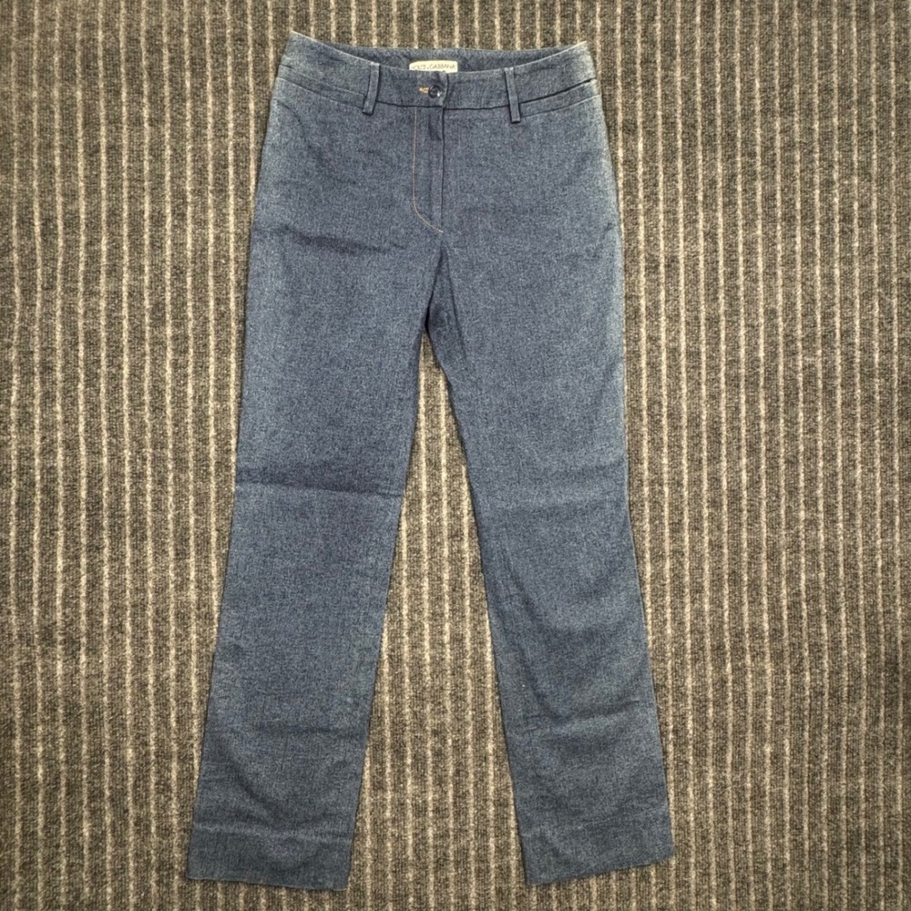 Dolce & Gabbana Womens Straight Leg Pants Size 40 Blue Cotton Blend Italy